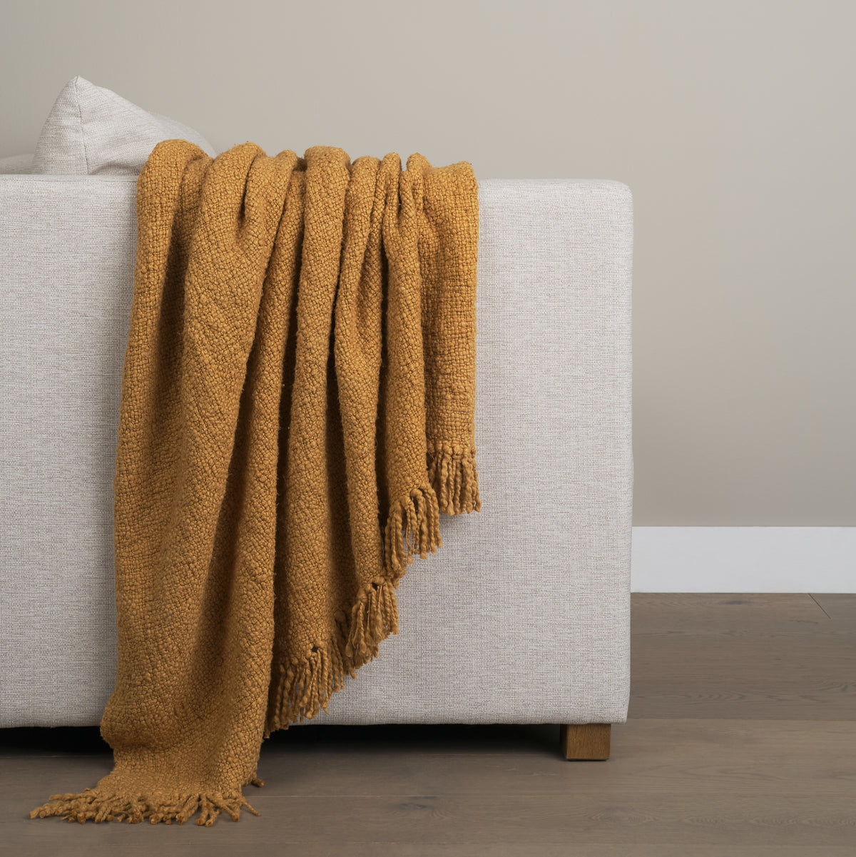 Kambal Mustard Woven Cotton Throw Blanket - Ornate Home