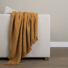 Kambal Mustard Woven Cotton Throw Blanket - Ornate Home