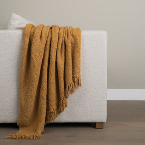 Kambal Mustard Woven Cotton Throw Blanket - Ornate Home