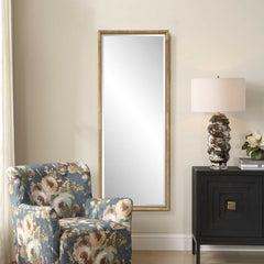 Kampar Gold/Woodtone Full Length Rattan Tall Mirror - Ornate Home