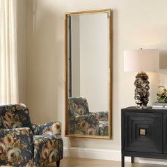 Kampar Gold/Woodtone Full Length Rattan Tall Mirror - Ornate Home
