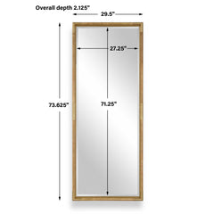 Kampar Gold/Woodtone Full Length Rattan Tall Mirror - Ornate Home
