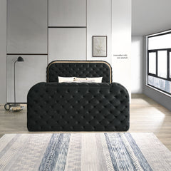 Kana Black Eastern King Bed w/LED & Fireplace & TV Stand - Ornate Home