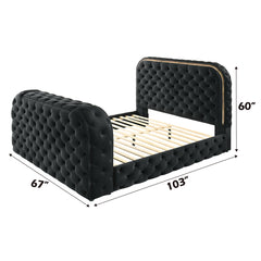 Kana Black Queen Bed w/LED, Fireplace & TV Stand - Ornate Home