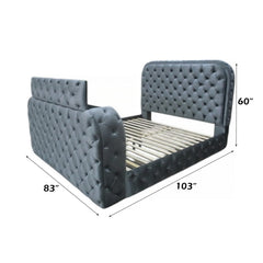 Kana Gray Eastern King Bed w/LED, Fireplace & TV Stand - Ornate Home