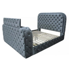 Kana Gray Eastern King Bed w/LED, Fireplace & TV Stand - Ornate Home