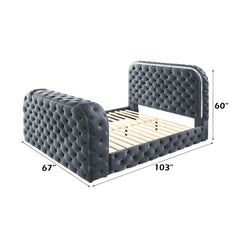 Kana Gray Queen Bed w/LED, Fireplace & TV Stand - Ornate Home