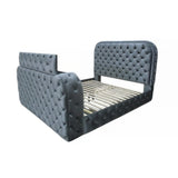 Kana Gray Queen Bed w/LED, Fireplace & TV Stand - Ornate Home