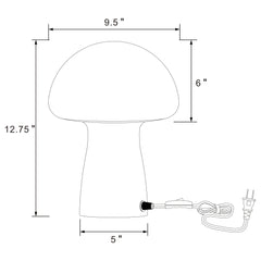 Kanaby White Mushroom Shaped Glass Bedside Table Lamp - Ornate Home