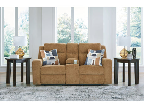 Kanlow Honey Reclining Loveseat w/Console (Online Special Price) - Ornate Home