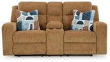 Kanlow Honey Reclining Loveseat w/Console (Online Special Price) - Ornate Home