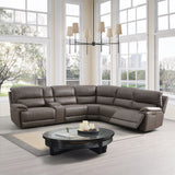 Kantu Brown Synthetic Leather Motion Sectional Sofa - Ornate Home