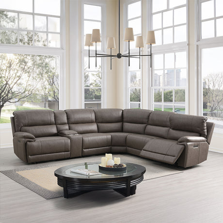 Kantu Brown Synthetic Leather Motion Sectional Sofa - Ornate Home