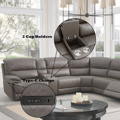 Kantu Brown Synthetic Leather Motion Sectional Sofa - Ornate Home