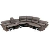 Kantu Brown Synthetic Leather Motion Sectional Sofa - Ornate Home