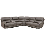 Kantu Brown Synthetic Leather Motion Sectional Sofa - Ornate Home