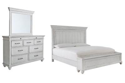 Kanwyn King Panel Bedroom Set with Storage, Dresser and Mirror - Ornate Home