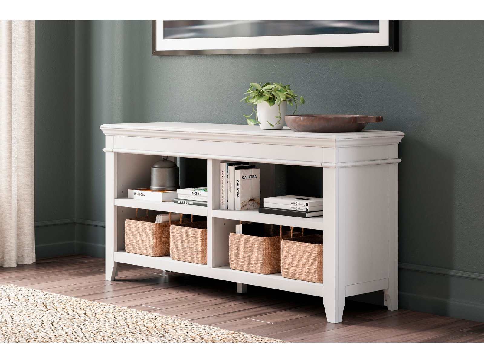Kanwyn Whitewash Credenza w/ Open Storage (Online Special Price) - Ornate Home
