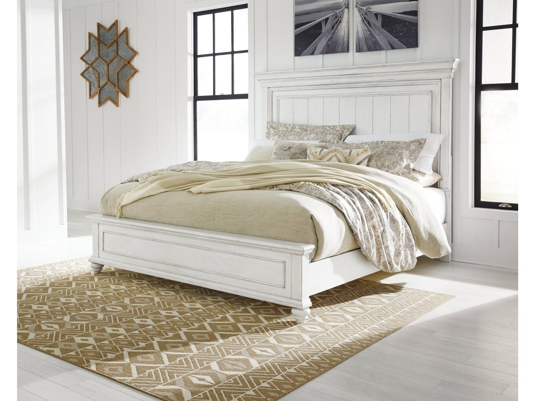 Kanwyn Whitewash King Panel Bed (Online Special Price) - Ornate Home