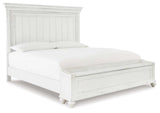 Kanwyn Whitewash King Panel Bed w/ Storage Bench (Online Special Price) - Ornate Home