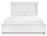Kanwyn Whitewash King Panel Bed w/ Storage Bench (Online Special Price) - Ornate Home