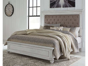 Kanwyn Whitewash King Panel Bed w/ UPH HB (Online Special Price) - Ornate Home