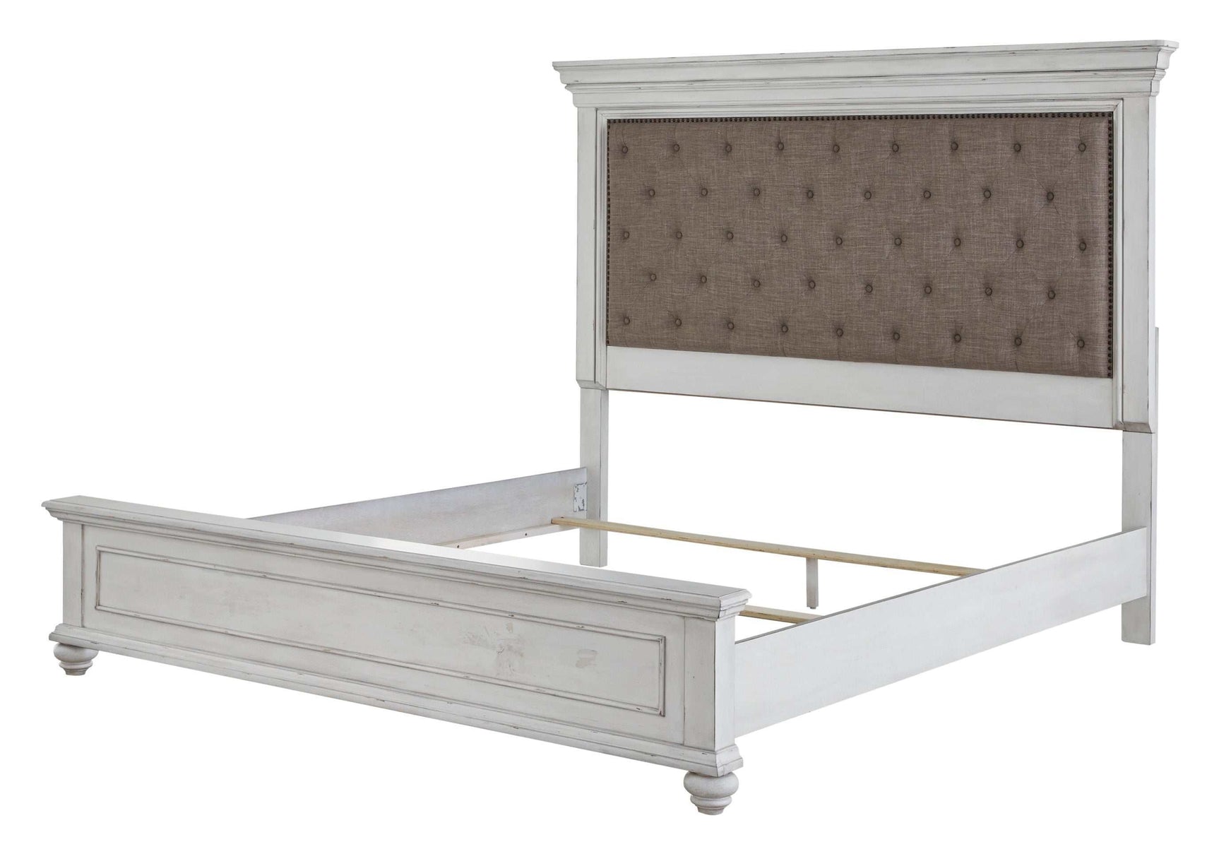 Kanwyn Whitewash King Panel Bed w/ UPH HB (Online Special Price) - Ornate Home