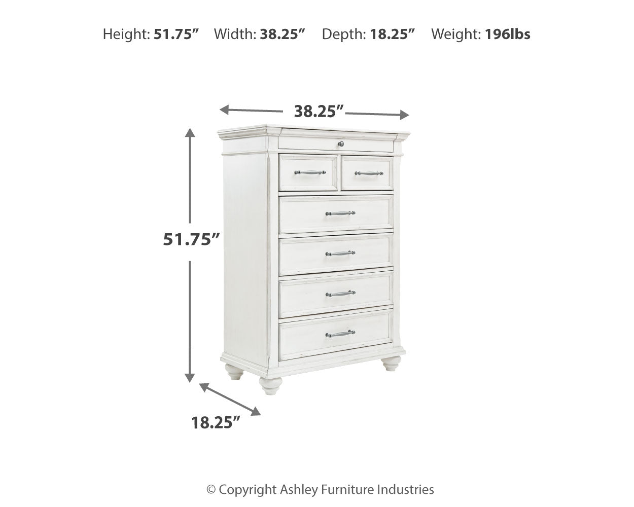Kanwyn Whitewash King Panel Bedroom Set with Dresser, Mirror, Chest and 2 Nightstands (Online Special Price) - Ornate Home