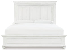 Kanwyn Whitewash King Panel Bedroom Set with Dresser, Mirror, Chest and 2 Nightstands - Ornate Home