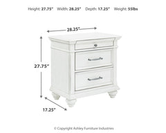 Kanwyn Whitewash King Panel Bedroom Set with Dresser, Mirror, Chest and 2 Nightstands - Ornate Home