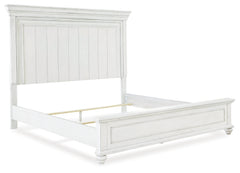 Kanwyn Whitewash King Panel Bedroom Set with Dresser, Mirror and 2 Nightstands - Ornate Home