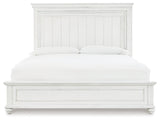 Kanwyn Whitewash King Panel Bedroom Set with Dresser, Mirror and 2 Nightstands - Ornate Home