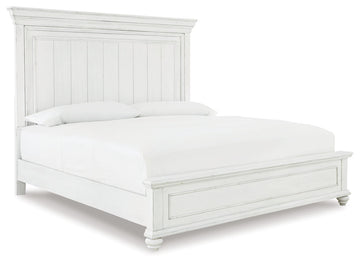 Kanwyn Whitewash King Panel Bedroom Set with Dresser, Mirror and Nightstand - Ornate Home