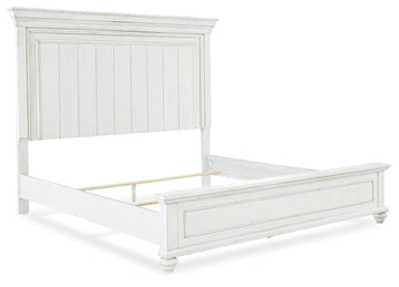 Kanwyn Whitewash King Panel Bedroom Set with Dresser, Mirror and Nightstand - Ornate Home