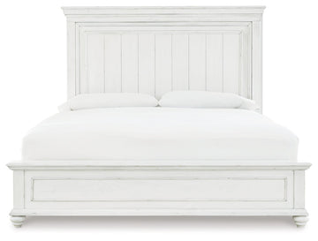 Kanwyn Whitewash King Panel Bedroom Set with Dresser, Mirror and Nightstand - Ornate Home
