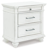 Kanwyn Whitewash King Panel Bedroom Set with Dresser, Mirror and Nightstand - Ornate Home