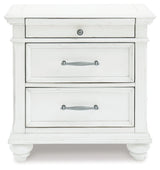 Kanwyn Whitewash King Panel Bedroom Set with Dresser, Mirror and Nightstand - Ornate Home