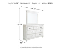 Kanwyn Whitewash King Panel Bedroom Set with Dresser, Mirror and Nightstand - Ornate Home