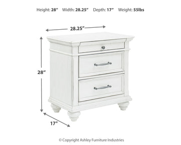 Kanwyn Whitewash King Panel Bedroom Set with Dresser, Mirror and Nightstand - Ornate Home