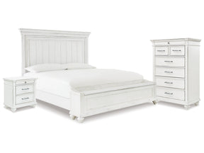 Kanwyn Whitewash King Panel Storage Bedroom Set with Chest and Nightstand (Online Special Price) - Ornate Home