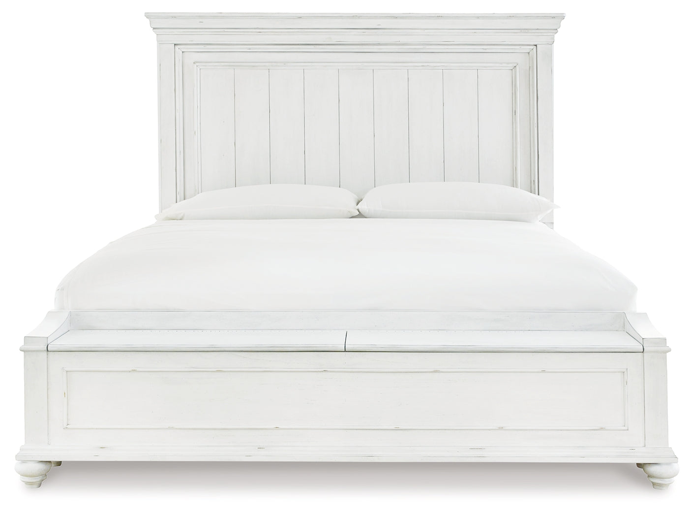 Kanwyn Whitewash King Panel Storage Bedroom Set with Chest and Nightstand (Online Special Price) - Ornate Home
