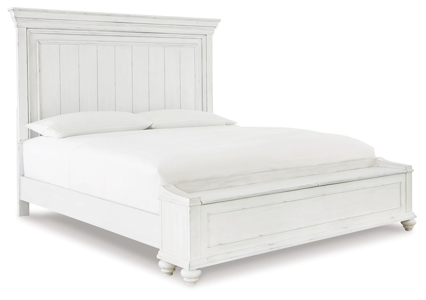 Kanwyn Whitewash King Panel Storage Bedroom Set with Chest and Nightstand (Online Special Price) - Ornate Home