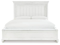 Kanwyn Whitewash King Panel Storage Bedroom Set with Chest and Nightstand - Ornate Home