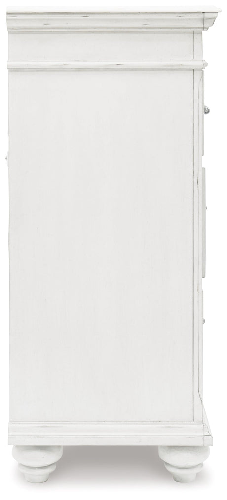 Kanwyn Whitewash King Storage Panel Bedroom Set with Dresser - Ornate Home