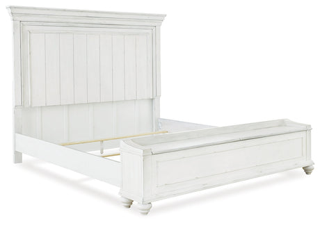 Kanwyn Whitewash King Storage Panel Bedroom Set with Dresser - Ornate Home