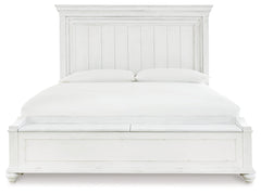 Kanwyn Whitewash King Storage Panel Bedroom Set with Dresser - Ornate Home