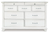 Kanwyn Whitewash King Upholstered Panel Bed, Dresser and Nightstand - Ornate Home