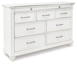 Kanwyn Whitewash King Upholstered Panel Bed, Dresser and Nightstand - Ornate Home