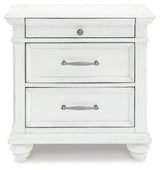 Kanwyn Whitewash King Upholstered Panel Bed, Dresser and Nightstand - Ornate Home