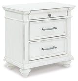 Kanwyn Whitewash King Upholstered Panel Bed, Dresser and Nightstand - Ornate Home